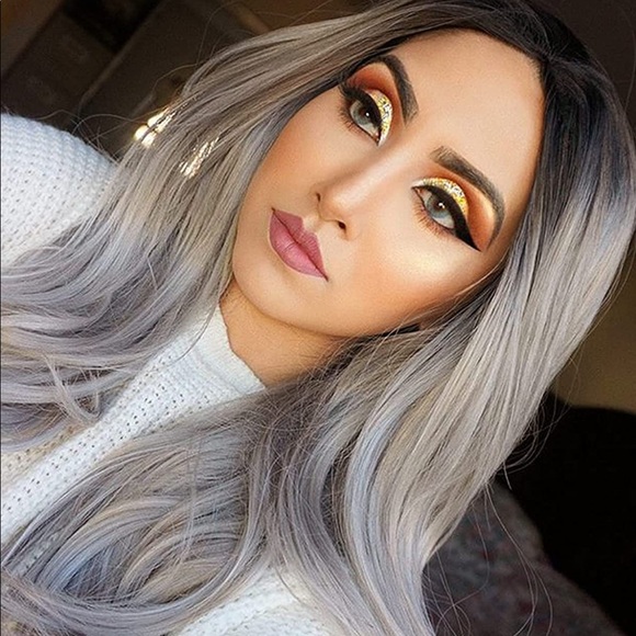 22” Ombre Black Gray Lace Front Wig *NEW*